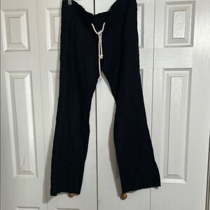 Roxy Black Linen Drawstring Pants